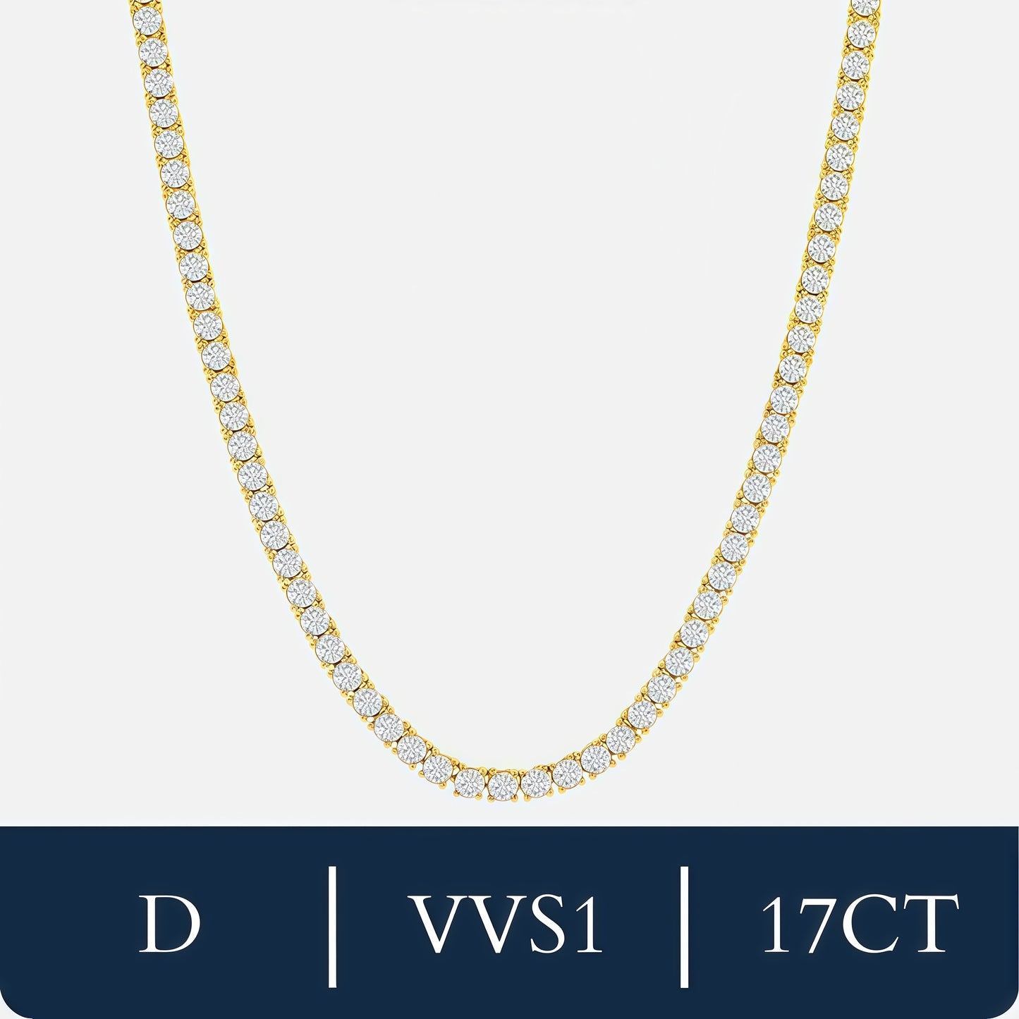 שרשרת טניס זהב צהוב לגבר