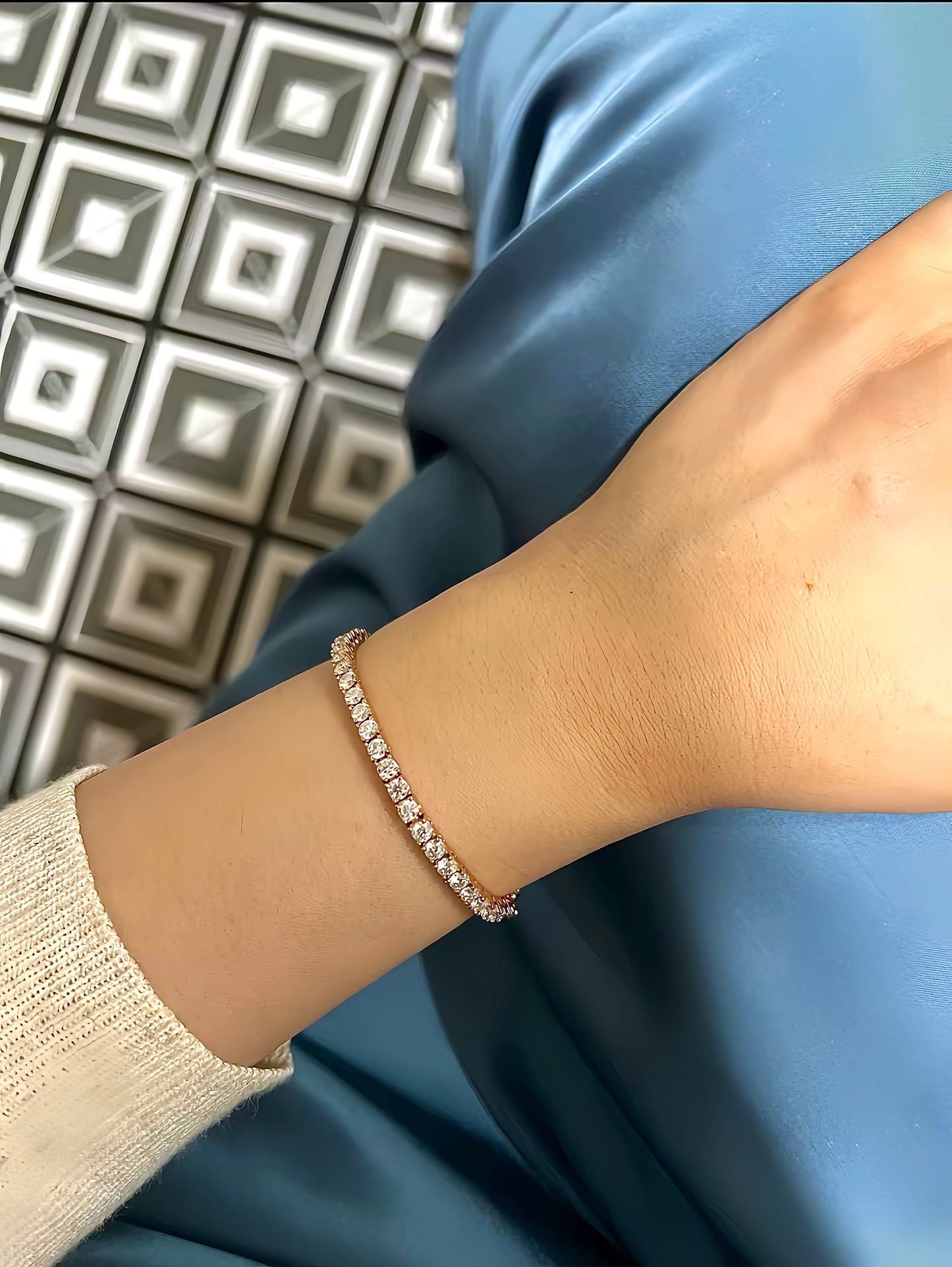 צמיד טניס משובץ אבני מעבדה