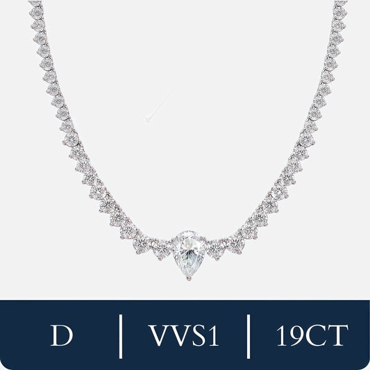 שרשרת קולייר זהב לבן אבן מרכזית