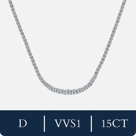 שרשרת קולייר זהב לבן משובצת אבני מעבדה