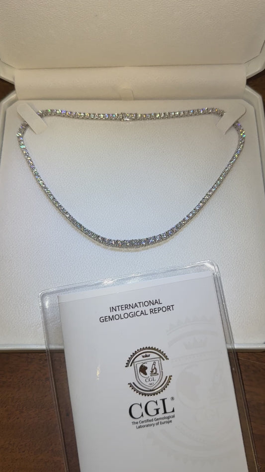 שרשרת קולייר זהב לבן משובצת אבני מעבדה